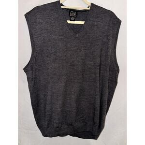 Jos A Bank Vest Mens XL Gray Italian Merino Wool Pullover Sweater V Neck